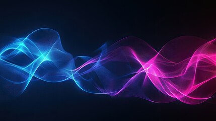 Fototapeta premium Abstract dynamic gradient waves in neon blue and pink, creating a futuristic and high-tech visual.