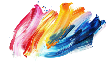 Colorful brushstrokes creating a vibrant artistic design on transparent background
