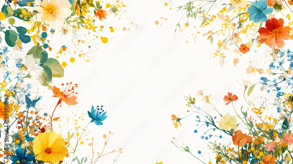 Poster bright and cheerful bunch of flowers on a pure white background creating a fresh and inviting atmosp