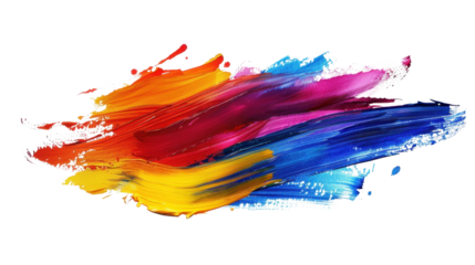 Colorful brushstrokes creating dynamic painting effect on transparent background