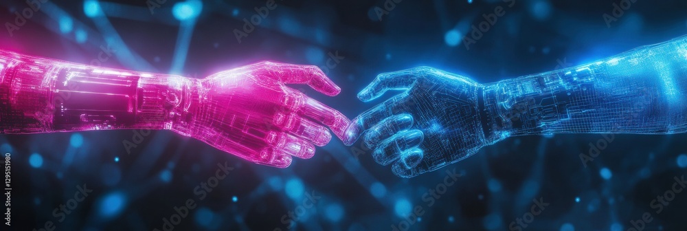 Poster Digital avatars engage in metaverse social interaction by shaking hands in a virtual environment. Generative AI