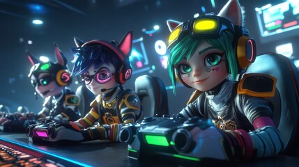 Competitive Gaming Setup with Glowing Effects