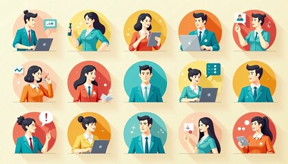 Colorful icons of professions depicting various career choices, set, vector