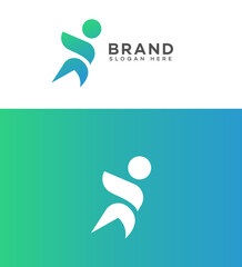 Abstract Human Figure Logo Design, Brand Identity, Gradient Colors