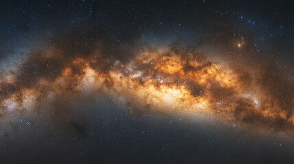 Obraz premium Expansive Milky Way galaxy featuring vibrant hues, gas clouds, and star clusters shining in deep space.