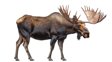 Majestic alaska moose isolated on transparent background, perfect for wildlife and nature designs.