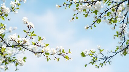 White Spring Blossoms with Open Space