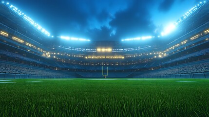 Night scene at an empty football stadium