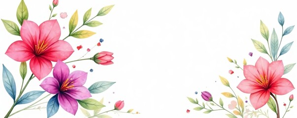 Obraz premium Colorful watercolor flower bouquet on white background, flowers, arrangement, painting