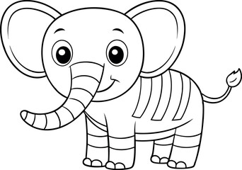 Fototapeta premium A hand drawing cartoon of an elephant coloring page vector illustration for kids