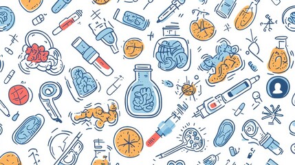Colorful Science-themed Doodles Illustrating Research and Discovery