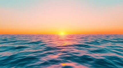 Fototapeta premium Sunset Over Calm Ocean Waters with Soft Colors and Peaceful Atmosphere