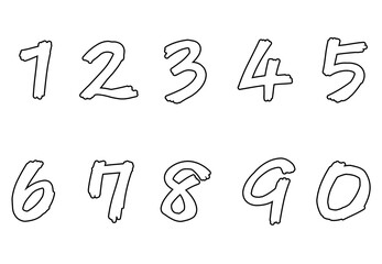 Set of numbers from zero to nine. Collection of numbers isolated on a white background. Vector illustration.