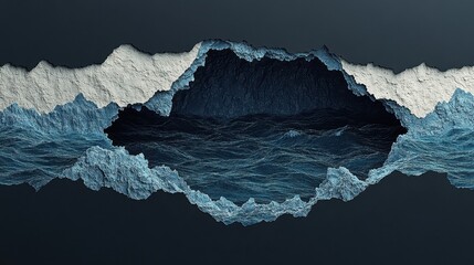 Abstract Ocean Scene Torn Reality Revealing Turbulent Waters