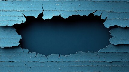 Abstract Teal Blue Cracked Wooden Texture with Hole Background