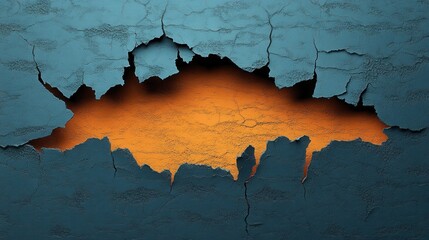 Abstract Blue and Orange Cracked Paint Texture Background