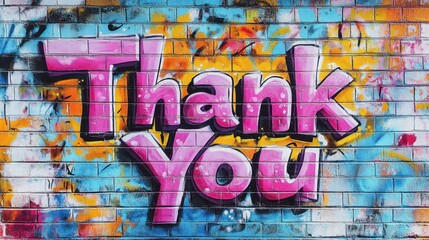 Colorful Graffiti Mural Expressing Gratitude on Urban Wall