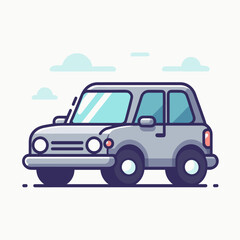 A flat design illustration of a luxury car, using minimalist elements to convey sophistication and modernity. Perfect for premium automotive advertisements.