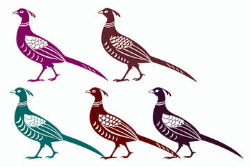 set of Pheasant silhouette vector illustration