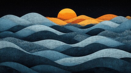 Serene Sunset Over Rolling Hills A Dreamlike Landscape