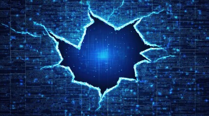 Digital Fracture Abstract Blue Data Breach Background