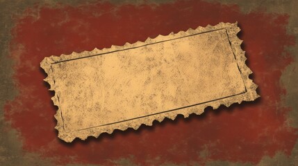 Vintage Grunge Postage Stamp Blank Template on Red Background