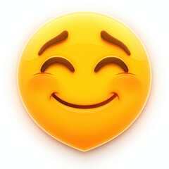 Fototapeta premium Smiling emoji with closed eyes and raised eyebrows
