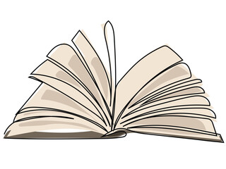 Book in continuous line drawing style on white background.