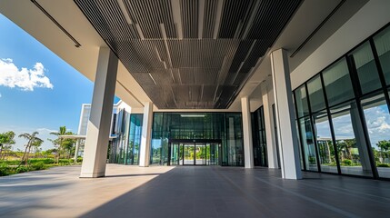 Luxurious modern home entrance blending elegance with nature, showcasing timeless architectural beauty.
