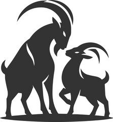Goat headbutting another goat animal vector silhouette