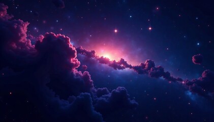 Fototapeta premium Deep dark space with vibrant stars and distant galaxies, stars, cosmic, galaxies