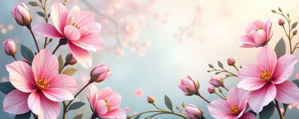 Fototapeta premium Delicate floral web background with soft pastel tones and intricate details, design, ornament, seamless