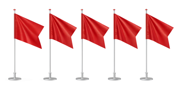 set of red flags on a white background png