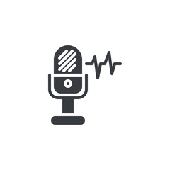 Microphone with sound waves vector icon