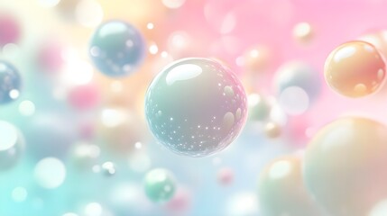 Colorful Bubbles Floating in a Dreamy Pastel Background during Daylight