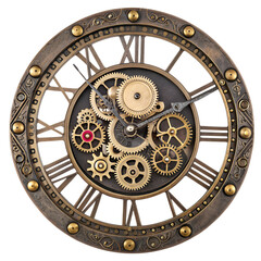 Obraz premium steampunk inspired clock featuring intricate gears.png