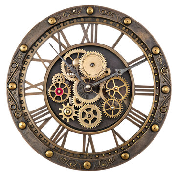 steampunk inspired clock featuring intricate gears.png