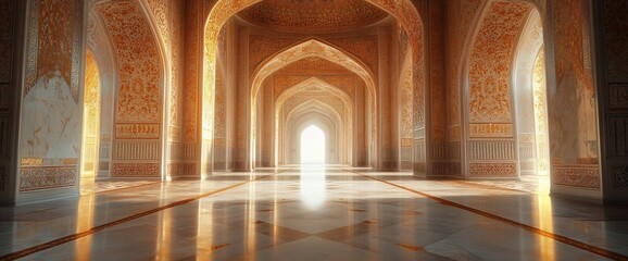 Obraz premium Exquisite architectural interior with ornate archways and warm lighting