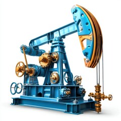 Professional image of an oil well artificial lift system with a seamless white background, perfect for branding, packaging, and advertising, featuring rod pumps and gas lift mechanisms.