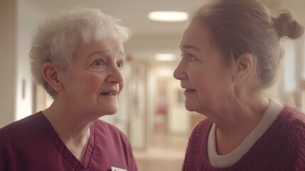 Nurse Teaching Elderly Woman to Use Health Device