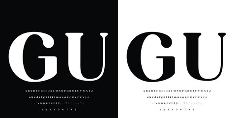 Alphabet letters font, Punctuation, numbers, Minimal Fashion Designs, Logos, Typography, etc. Modern serif fonts are decorative vintage concepts. vector illustration