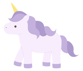 かわいいユニコーンのベクターイラスト。馬、角、動物、ドリーミー