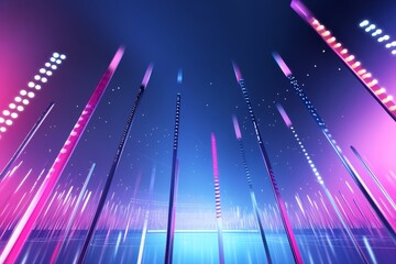 Abstract futuristic stadium lights glowing