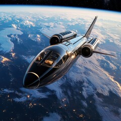 Fototapeta premium Studio shot of a suborbital space tourism vehicle, isolated with soft lighting, creating a professional and versatile look, offering panoramic views of Earth.