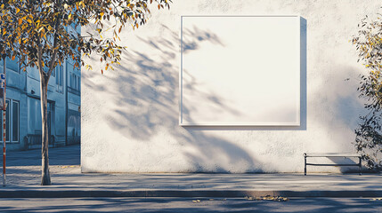white blank poster on an urban wall