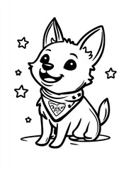 Obraz premium Happy dog coloring page, stars background, children's activity