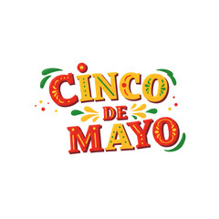 Fototapeta premium Cinco de Mayo Celebration Text with Colorful Ornaments