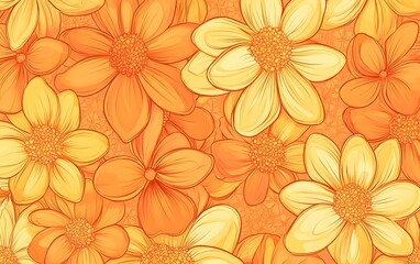 Vibrant Orange and Yellow Flower Seamless Pattern