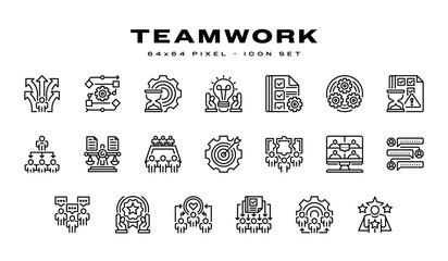 Teamwork Icon Set. Universal creative premium symbol. Vector sign icon logo template. Vector illustration