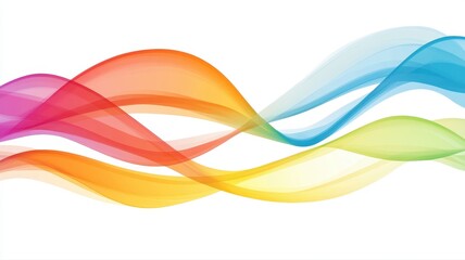 Colorful Abstract Wave Pattern with Vibrant Gradient Lines on White Background for Modern Design and Creative Projects